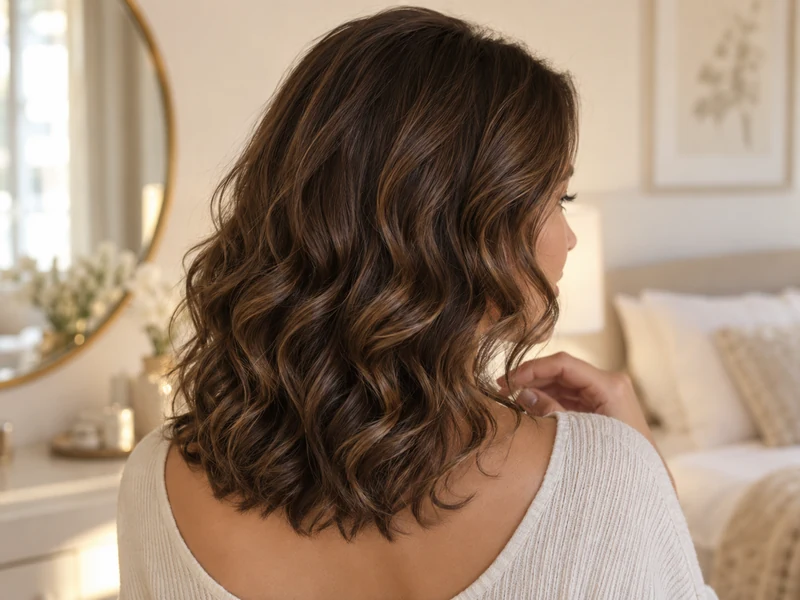 Finished heatless sock curls with smooth roots and soft defined waves