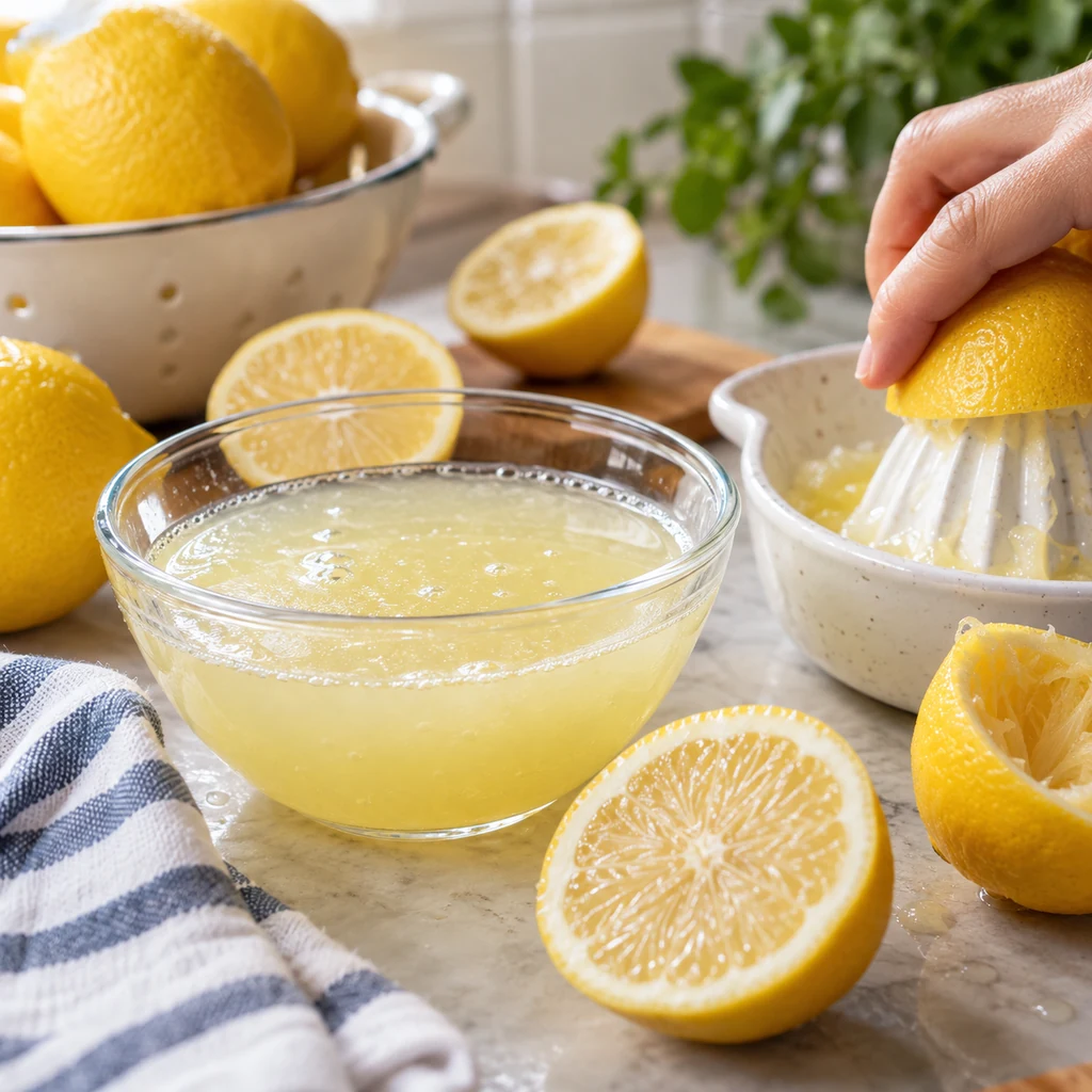 Fresh lemons being juiced for homemade lemonade