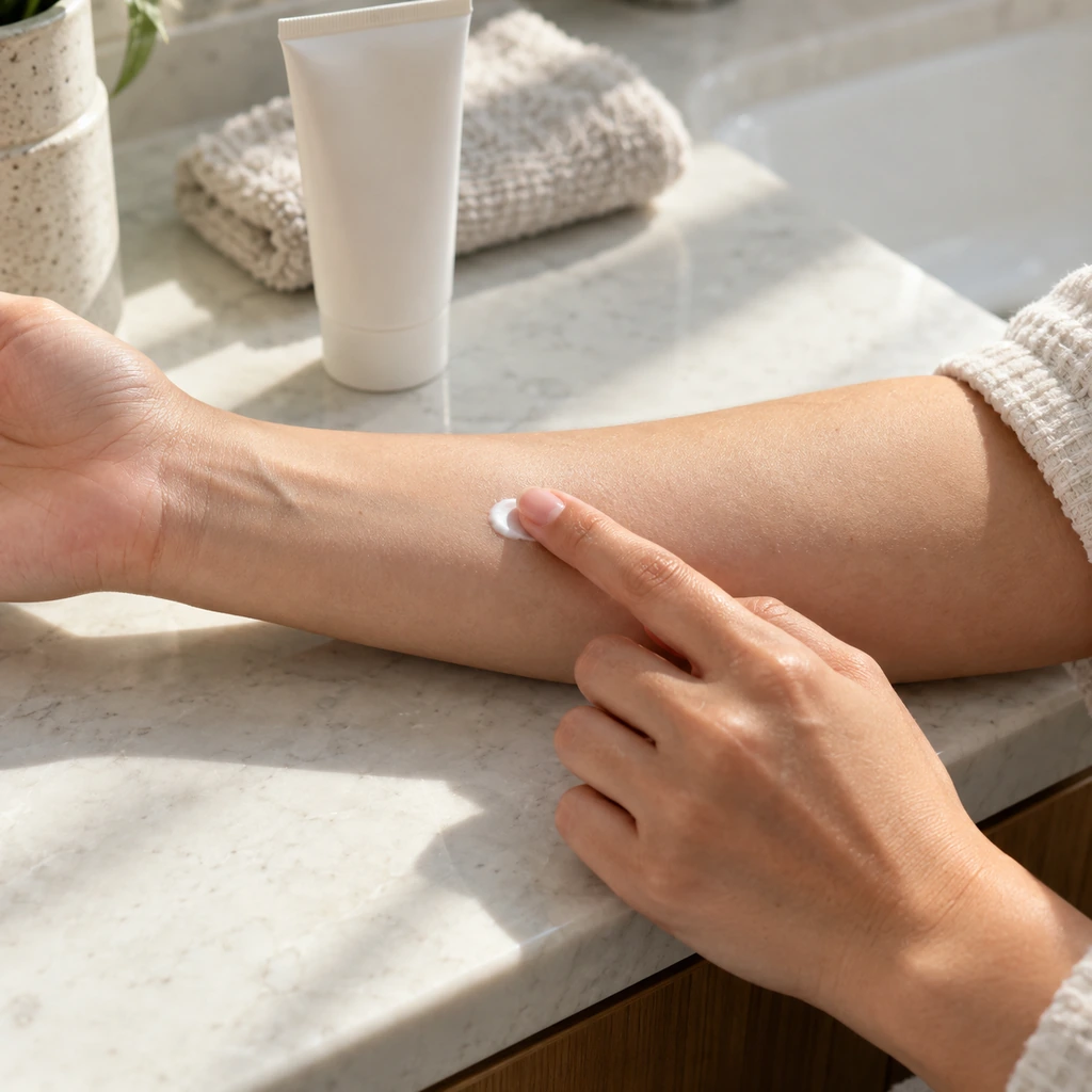 Patch-test a new skincare product before facial use