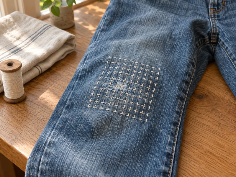 How to Repair Jeans With a Sashiko-Inspired Patch (No Puckering)