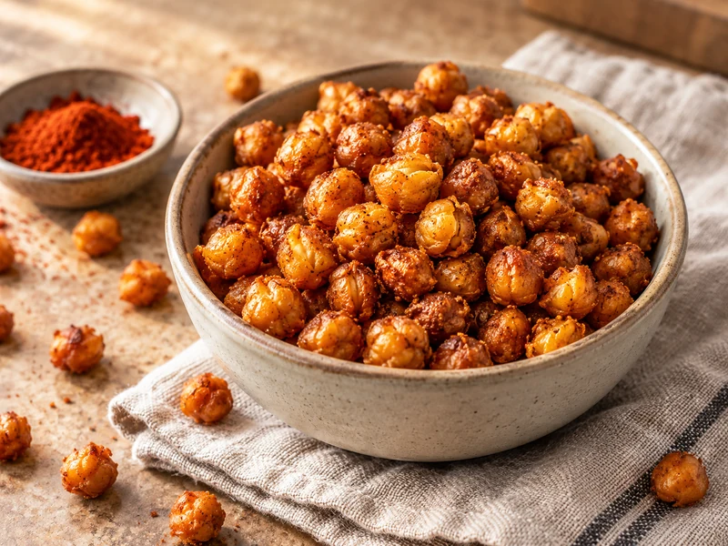 Crispy air fryer chickpea snacks with smoky paprika